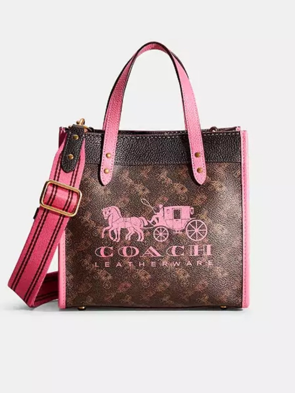Coach Field Tote 22 With Horse And Carriage Print And Carriage Badge